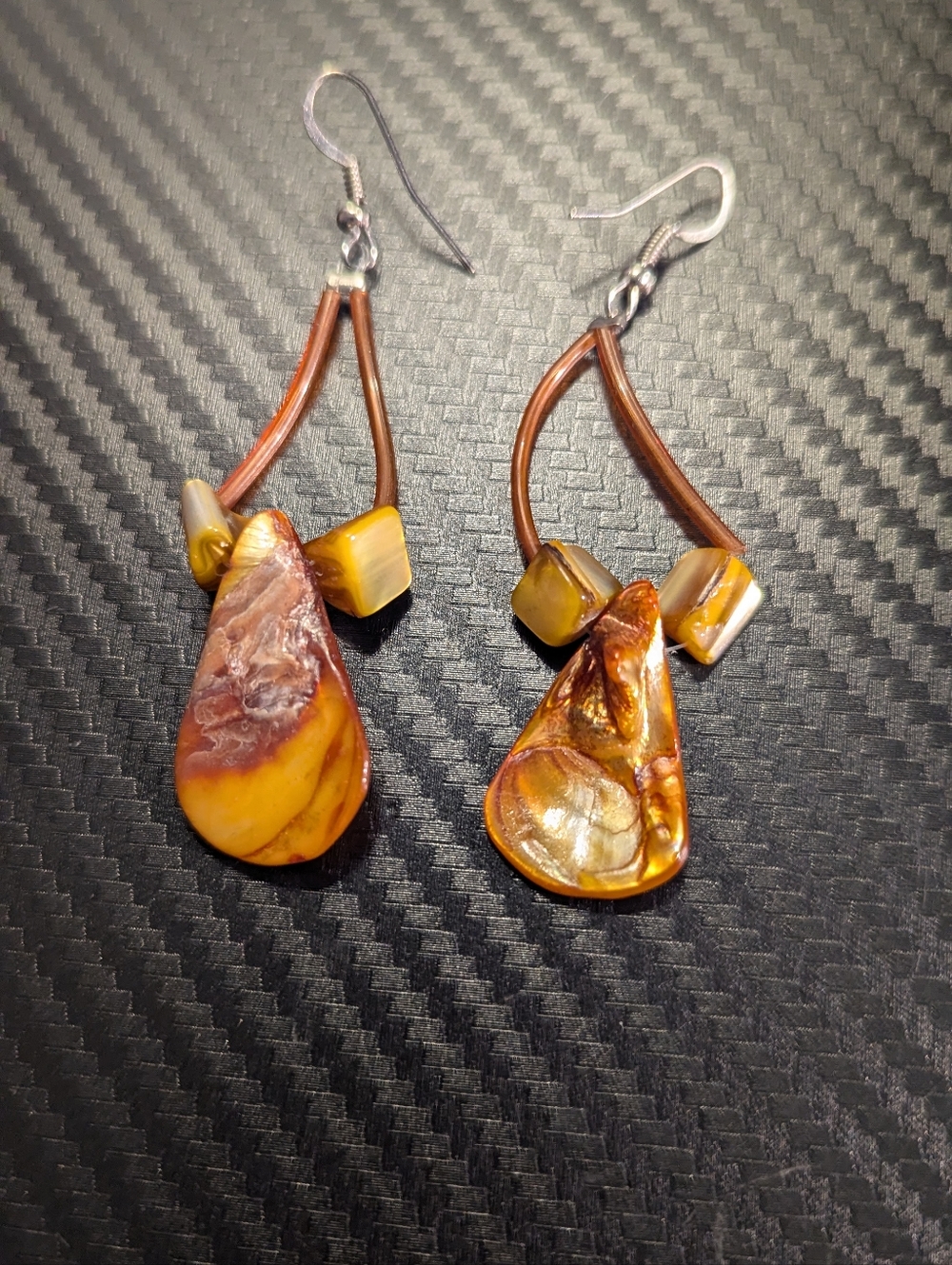 Handcrafted Amber-Tone Teardrop Earrings - Women Jewelry
